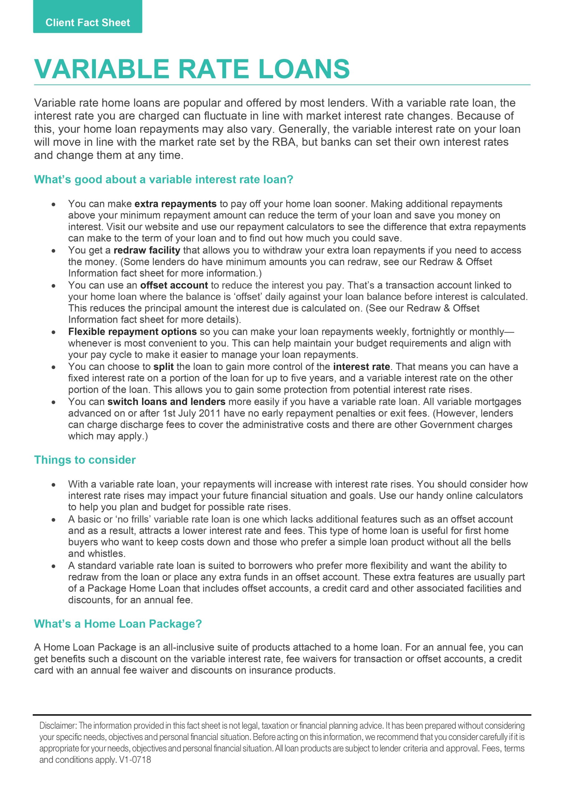 Sanford Finance Variable Rate Loans