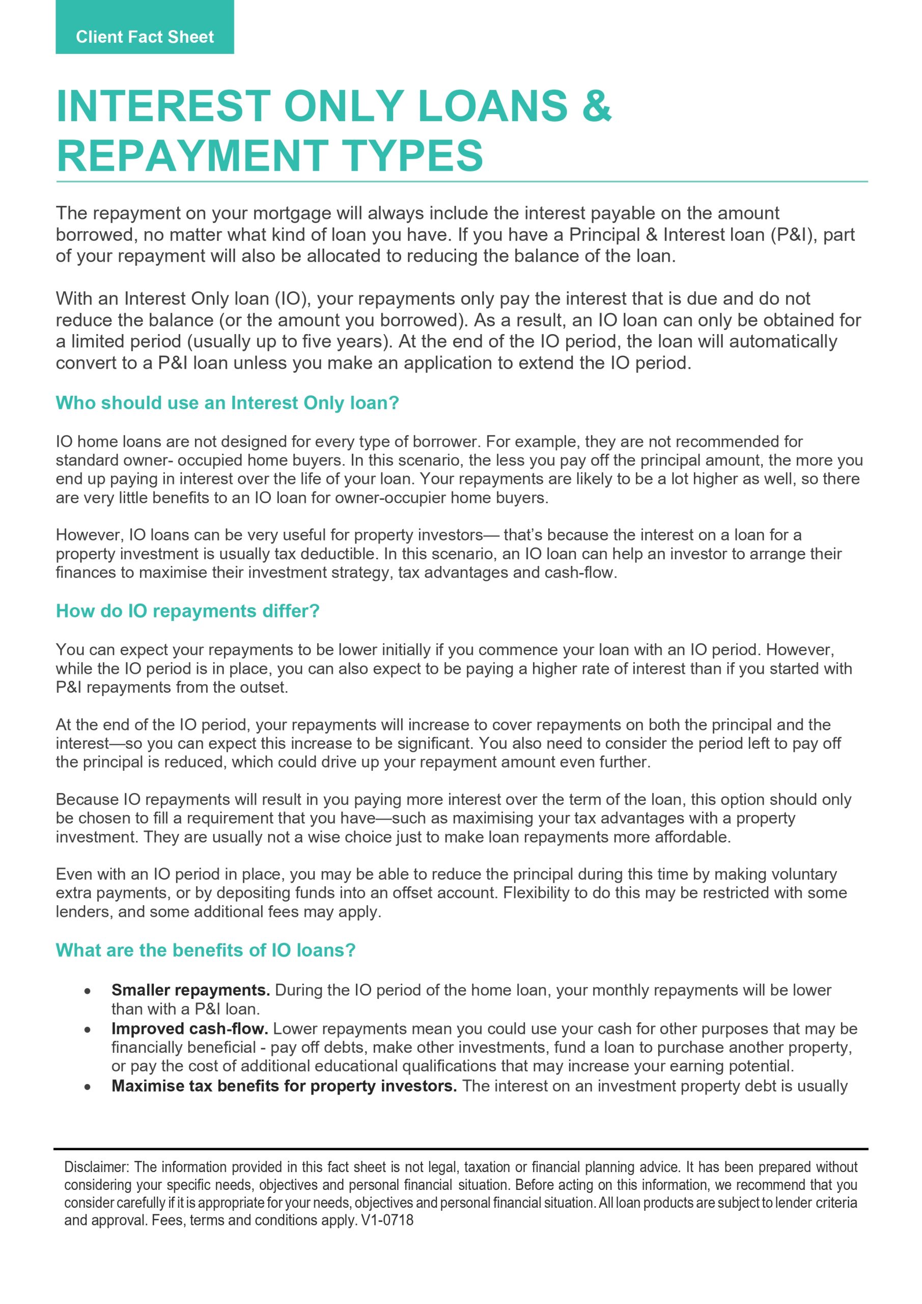 Sanford Finance Fact Sheets__Interest Only Loans
